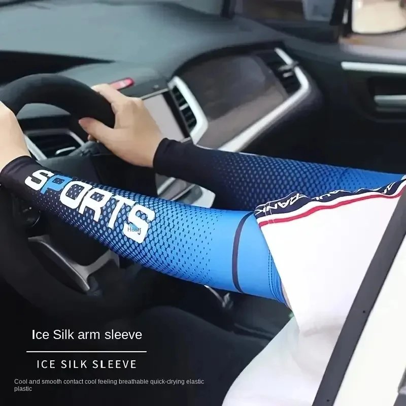 Ice Silk Arm Sleeves UV Protection Anti-Slip Sunscreen for Men & Women Cooling Summer Outdoor Sports Sleeve for Cycling view 3