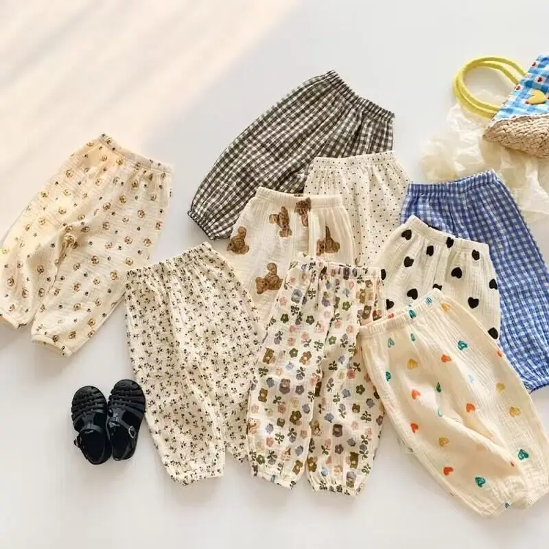 

Summer Anti-Mosquito Pants Thin Outerwear Long Trousers for Boys Girls Kids Fashionable Lantern Pants Baby Clothes