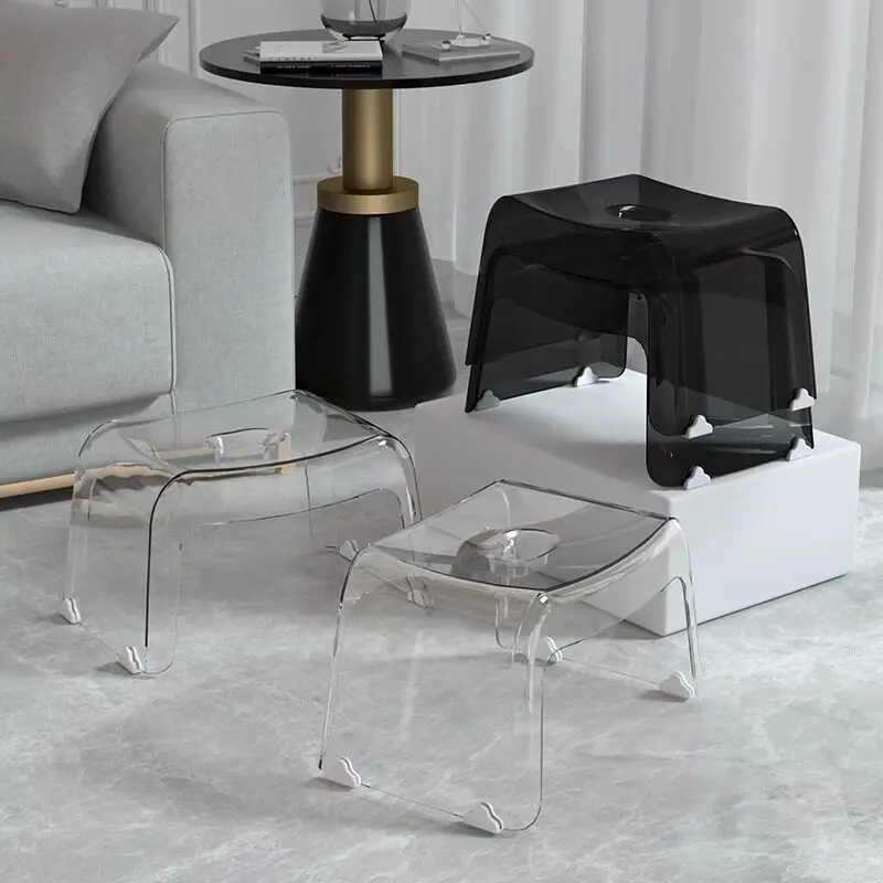 Thick Transparent Plastic Stools Durable Household Shoe Changing Seat Creative Low Kids Bench