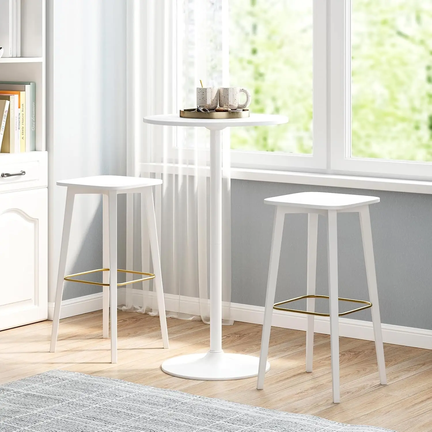 Giantex Two-In-One Bar Table With Detachable Pole, Metal Base, 24"" Round Top, 40""/22"" Two Convertible Height, Cocktail