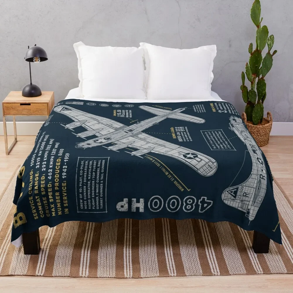 

B-17 Flying Fortress Throw Blanket Warm Hairys Blankets