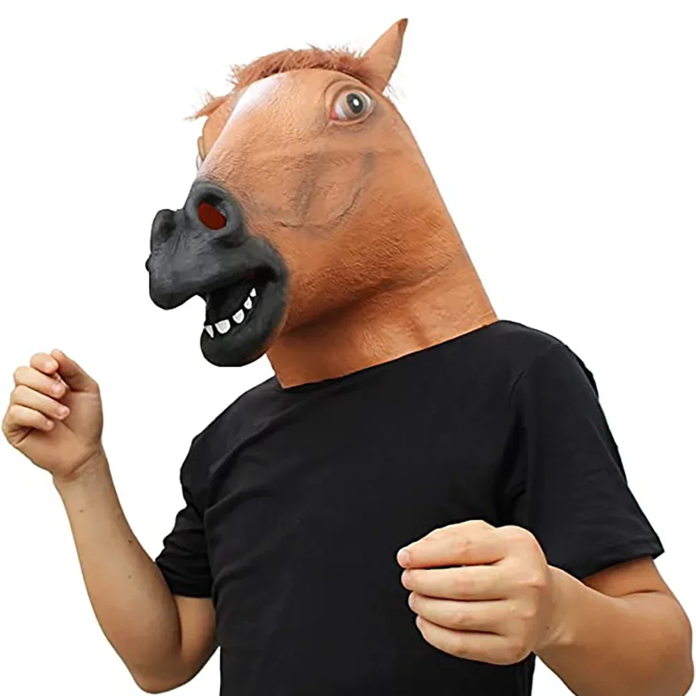 

Horse Head Mask White Unicorn Brown Horse Head Latex Animal Mask Halloween Costume Party Novelty Animal Dress Up Gifts