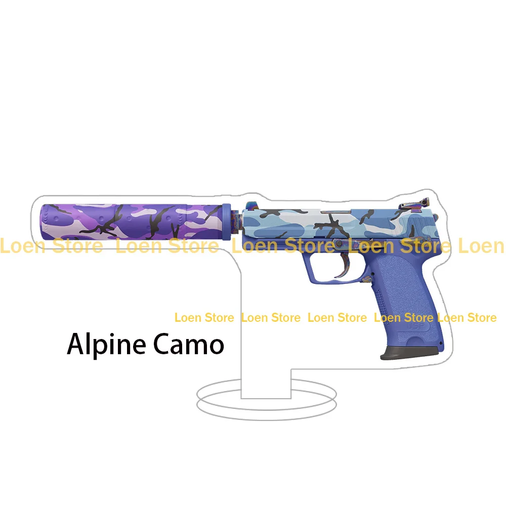 LoenStore CS2CS GO Game weapon Skins Pistols usp Printstream Overgrowth Whiteout Alpine Camo acrylic stand desktop ornament gift