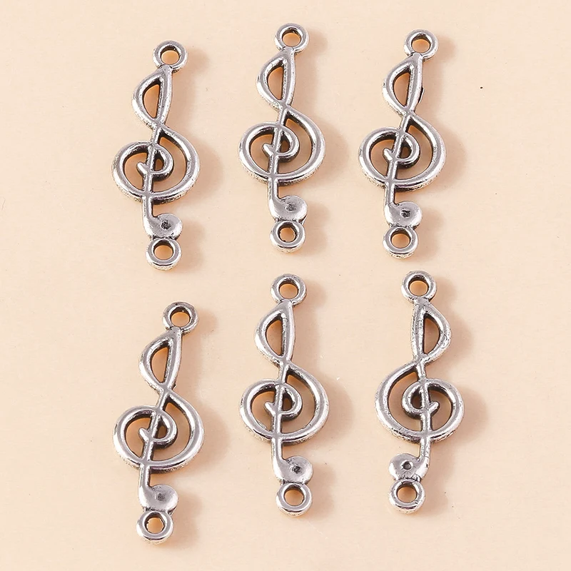 30 Stück 10x29mm Niedliche Legierungs-Musiknoten-Anhänger Verbinder für Schmuckherstellung DIY Armbänder Halsketten Ohrringe Handgemachtes Kunsthandwerk Geschenk – Detail 2