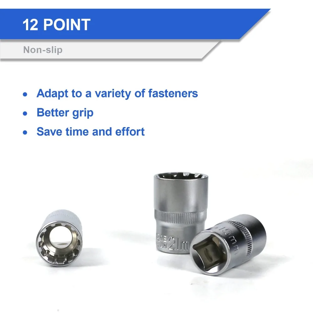 

19 шт., высококачественный метрический шлицевой набор, привод 1/2 дюйма, 8-32 мм, 12-точечный набор, 6 угол с корпусом, набор гаечных ключей, инструмент для ремонта