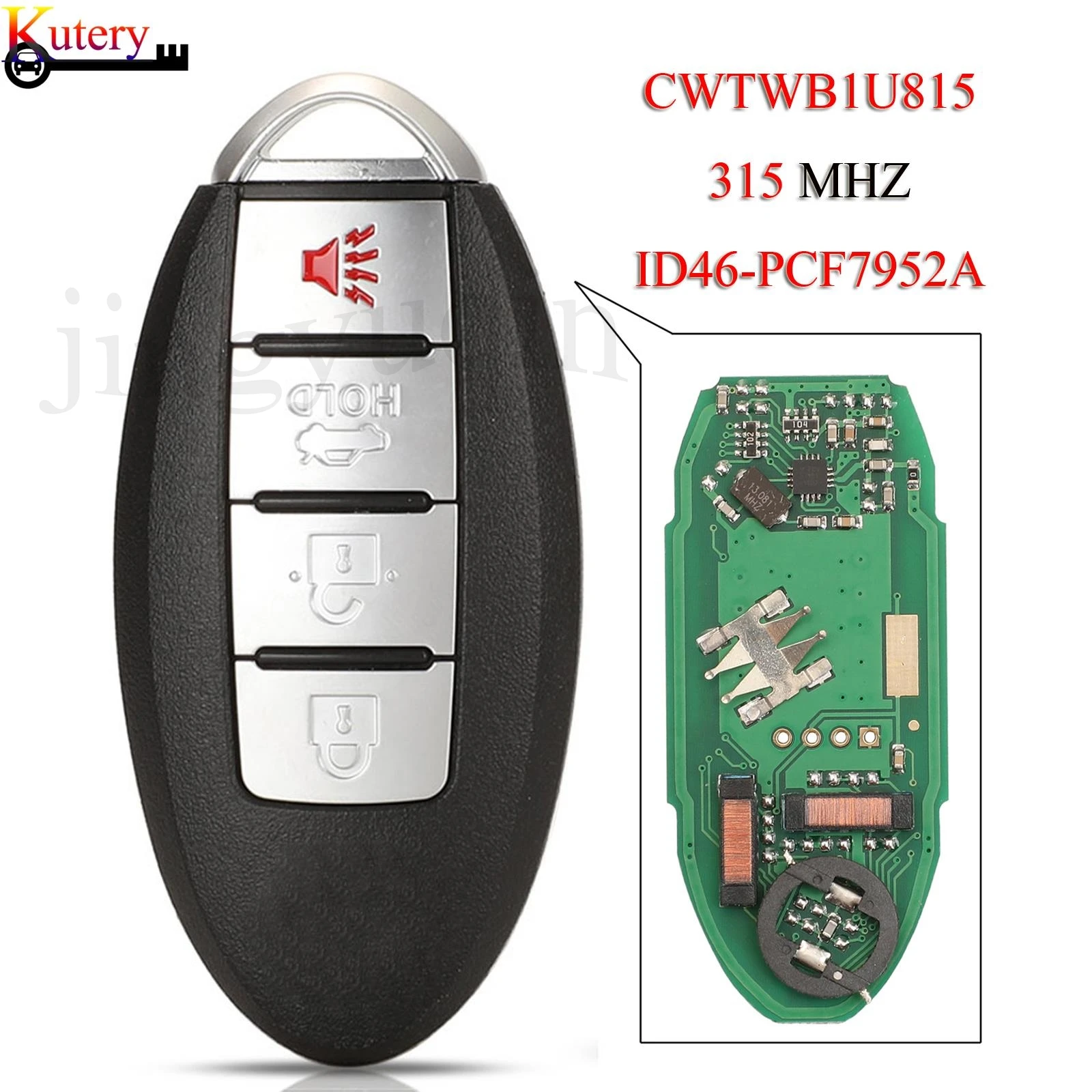 

jingyuqin Remote Keyless Smart Car Key For Nissan Sunny Sylphy Sentra Versa Teana 315Mhz ID46-PCF7952A Chip CWTWB1U815