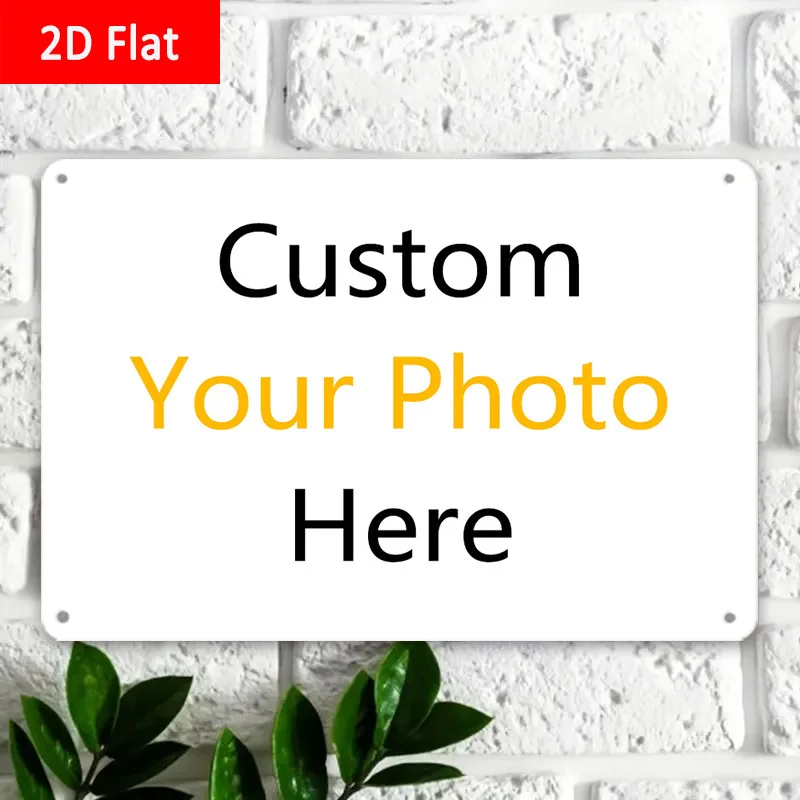 2D Flat, 2D Flat - Customizable 2D Flat Metal Signage, 1 Pack - Upload Your Own Photos, Sturdy Tin Wall Artwork, 8X12 Inches (2