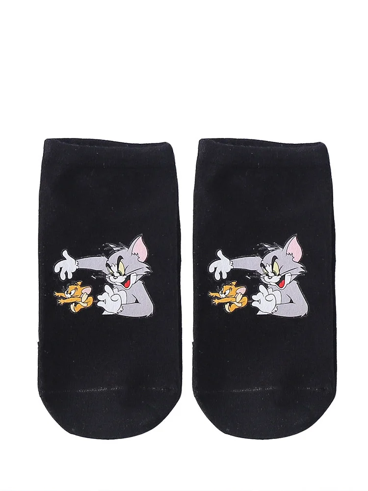 جوارب توم وجيري للزوجين من القطن المصقول المطبوع على الطراز الكوري من ماركة كاري، جوارب منخفضة القطع #6