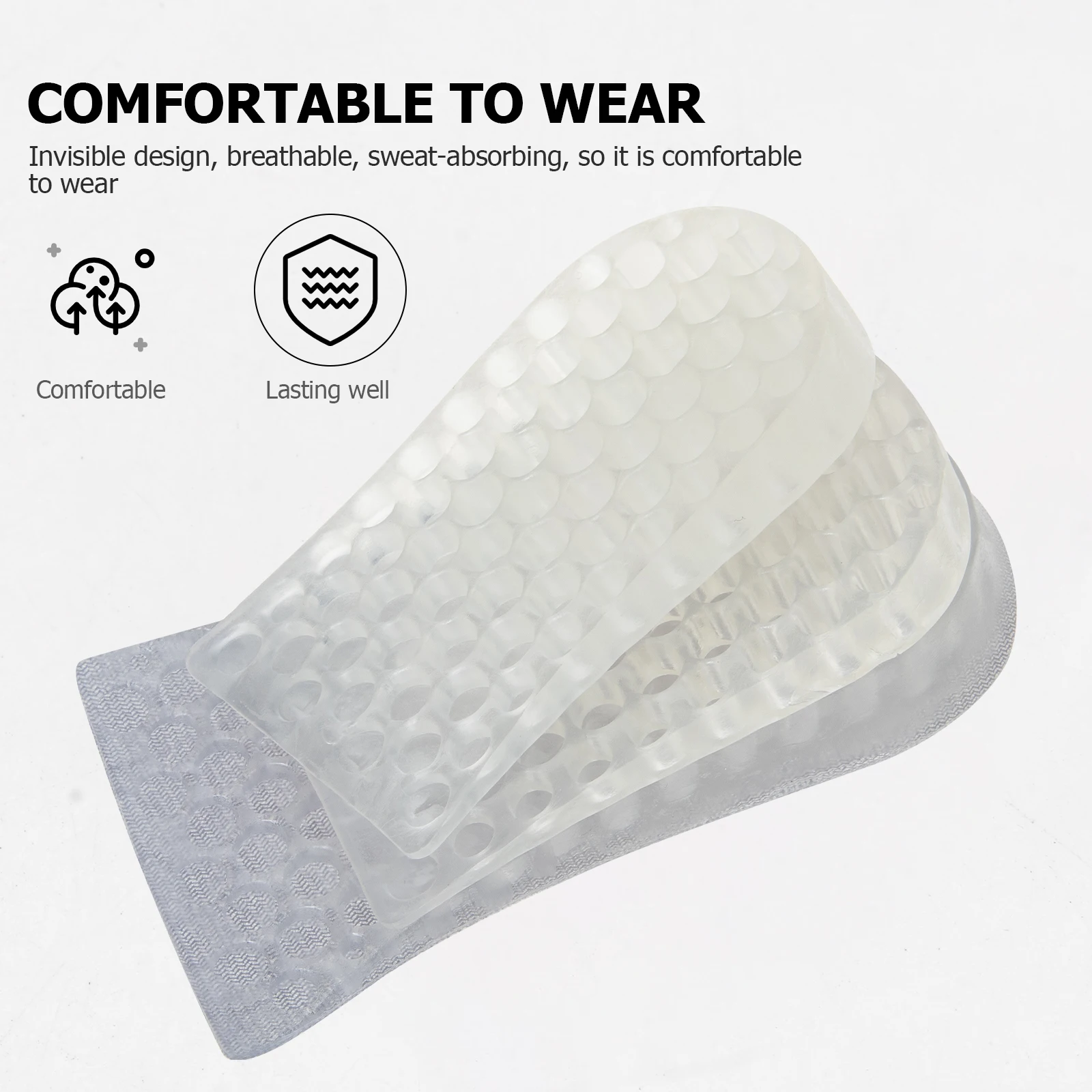 

Invisible Height Increase Insoles Heel Lift For Shoes Shock Absorption Lightweight Flexible Taller Shoe Pads Breathable