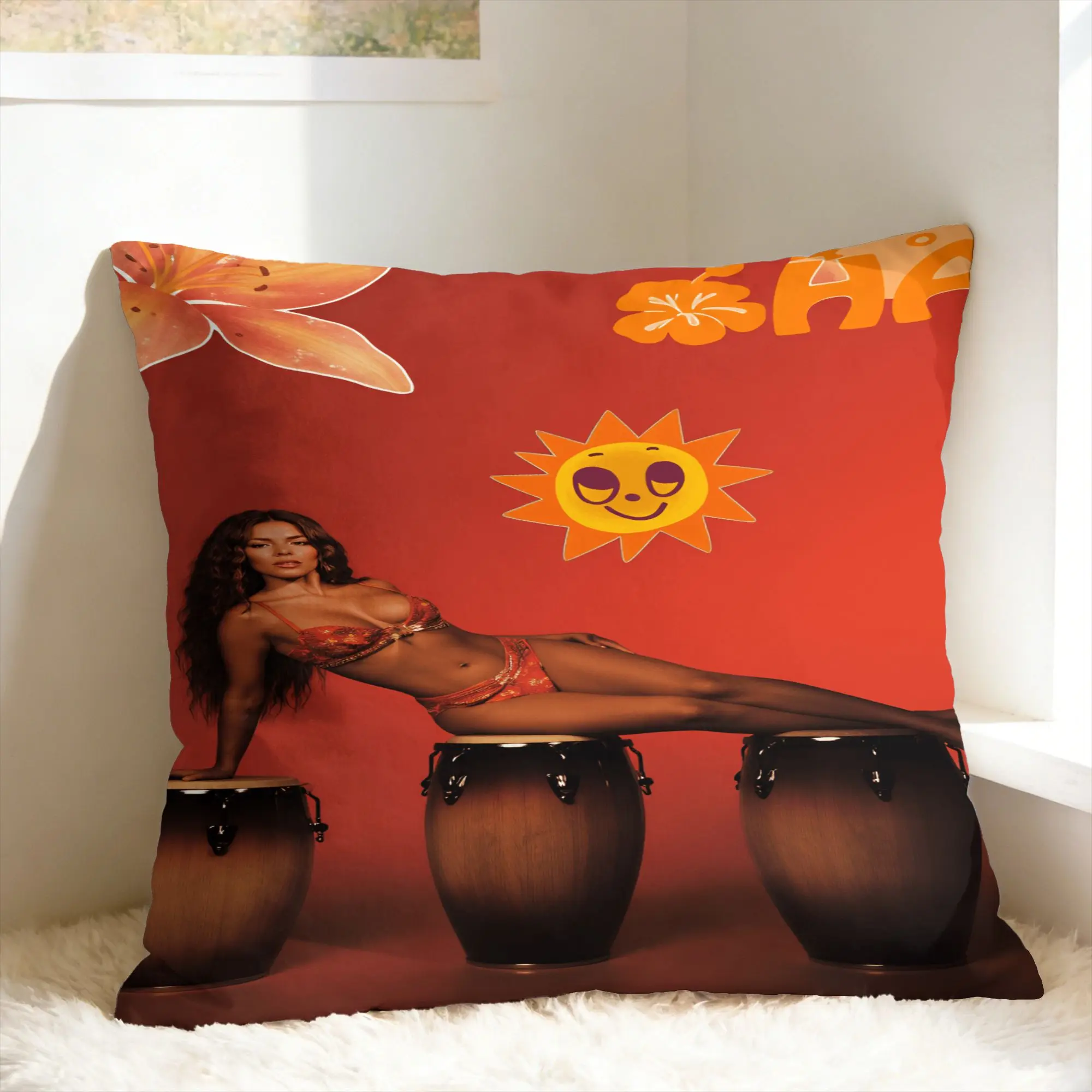 KAROL G Tropicoqueta Pillow Cover  Fashion Pillow Case For Living Room Chair Square Cushion Cover Birthday Present