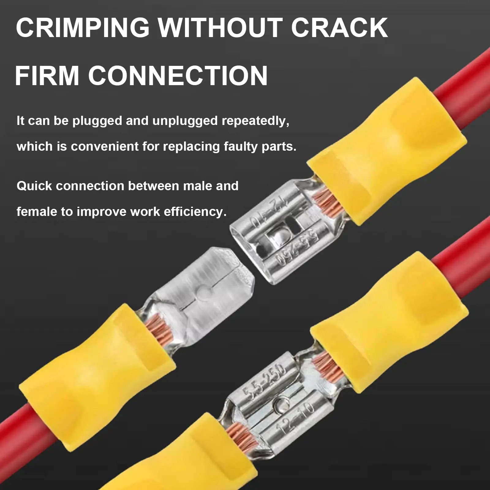 60/80 Stück Isolierte Steckverbinder für Männchen und Weibchen, 6,3 mm 1/4' 22-16/16-14/12-10 AWG Elektrische Schnellverbindungs-Drahtverbinder – Detail 1