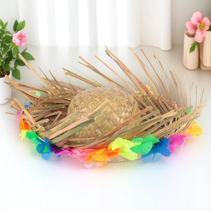 1 قطعة قبعة القش الذكور هاواي لي فستان بتصميم حالم زي الصيف شاطئ حفلة أغطية الرأس ملحق قبعة فستان بتصميم حالم زي #6