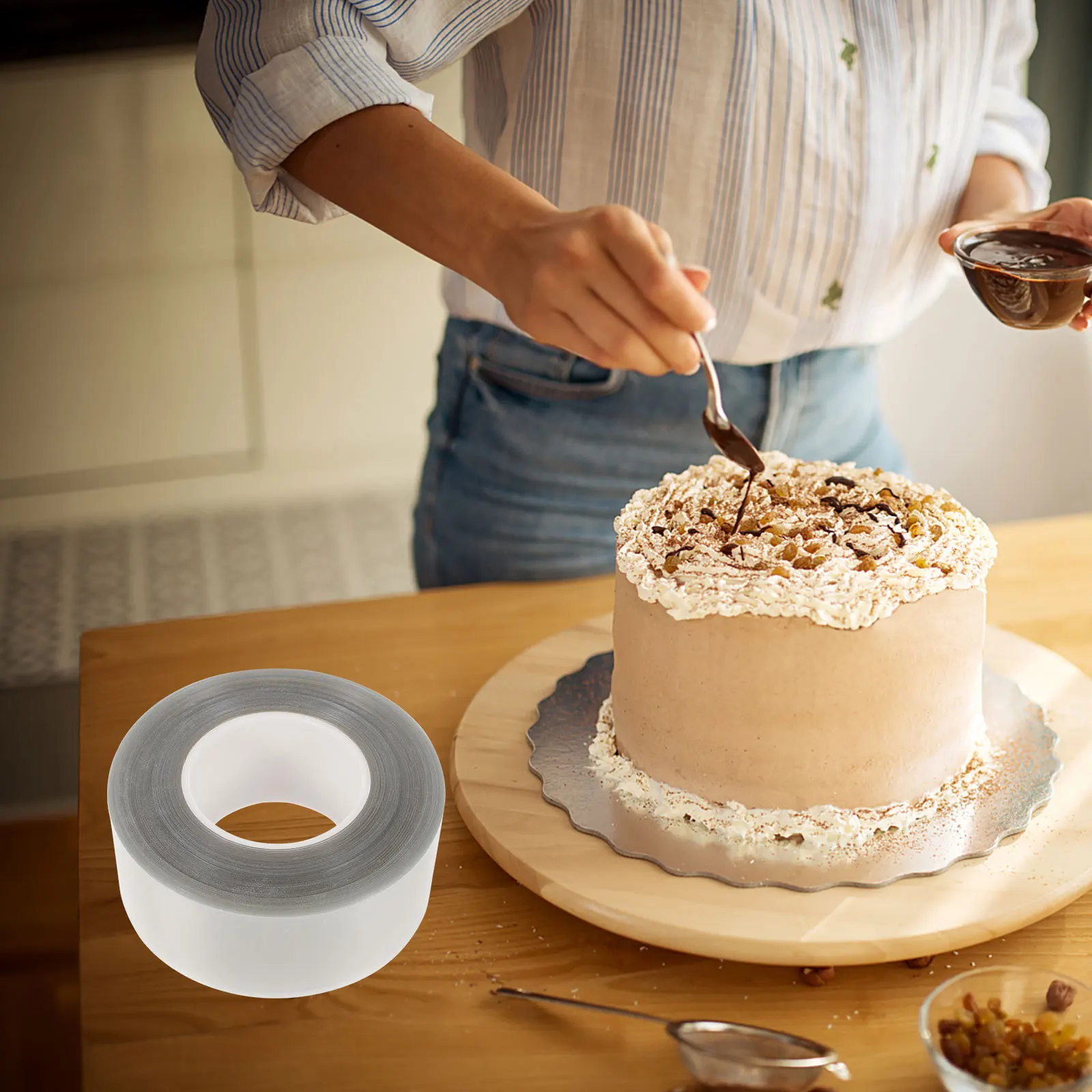 

1 Roll Clear Cake Collar Thick Transparent DIY Baking Mousse Cake Wrapping Edge Protector Food Grade Acetate Sheets for Baking