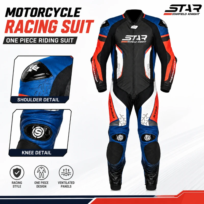 Motorcycle Racing Suit Men One Piece Riding Leather Suit Sport Track Racing Protective Motorcycle Clothing for Riders