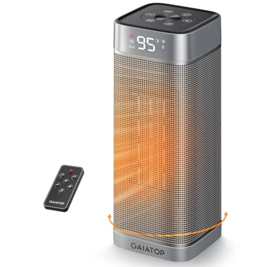 

Space Heaters for Indoor Use Portable Electric Heater with Thermostat 1500W PTC Ceramic Room Heater with Remote 5 Modes 60° Osc