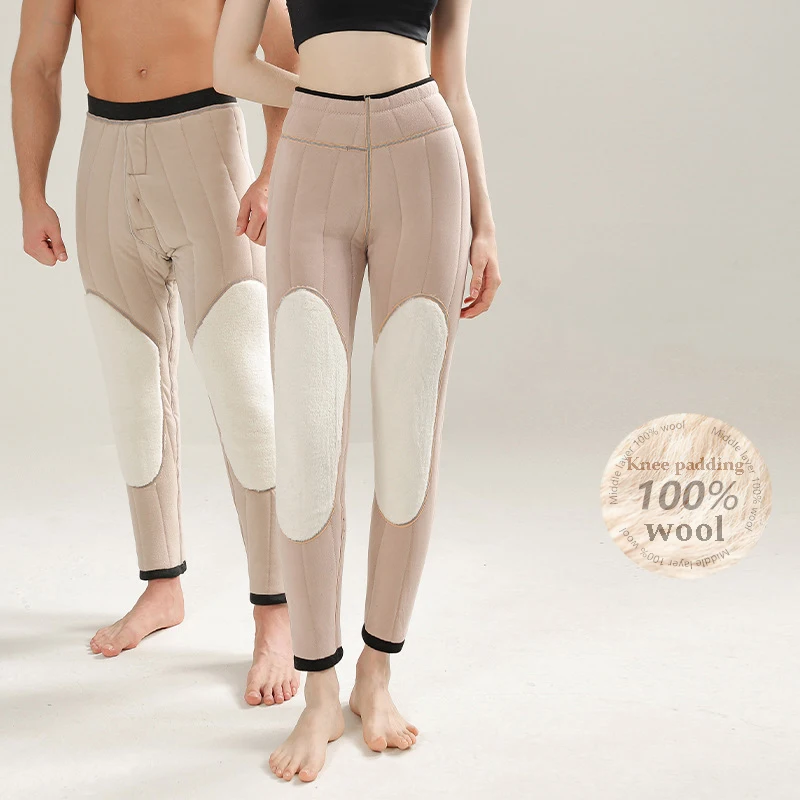 

Hot Thick 100% Wool Knee Padding Thermal Underwear Men Pantyhose Fleece Keep Warm Leggings Pants Underpants Thermals Long Johns