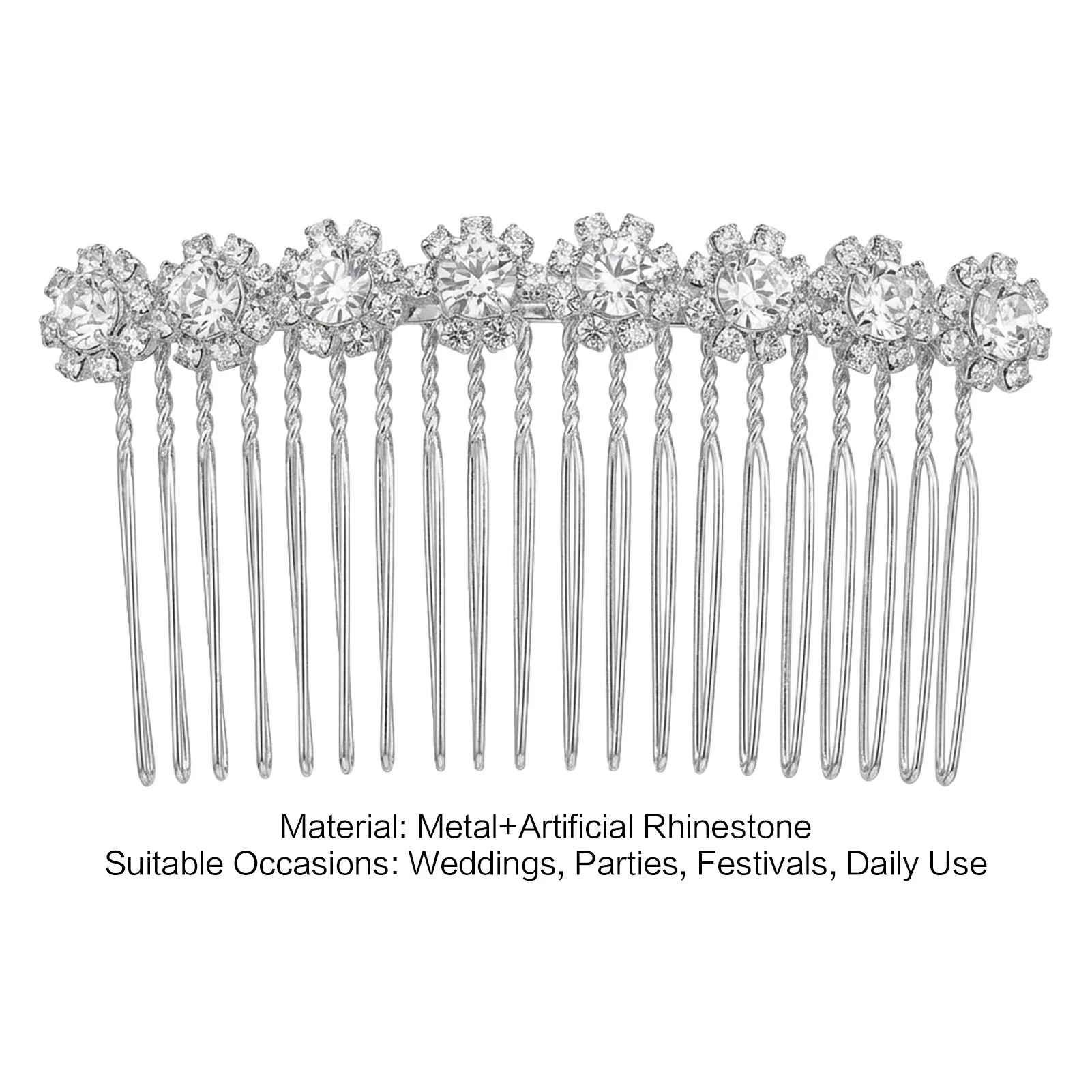 Minimalist Rhinestone Flower Hair Combs for Bride Wedding Silver Color Alloy Hairpins Women Party Hair Styling Jewelry Ornaments - view 6