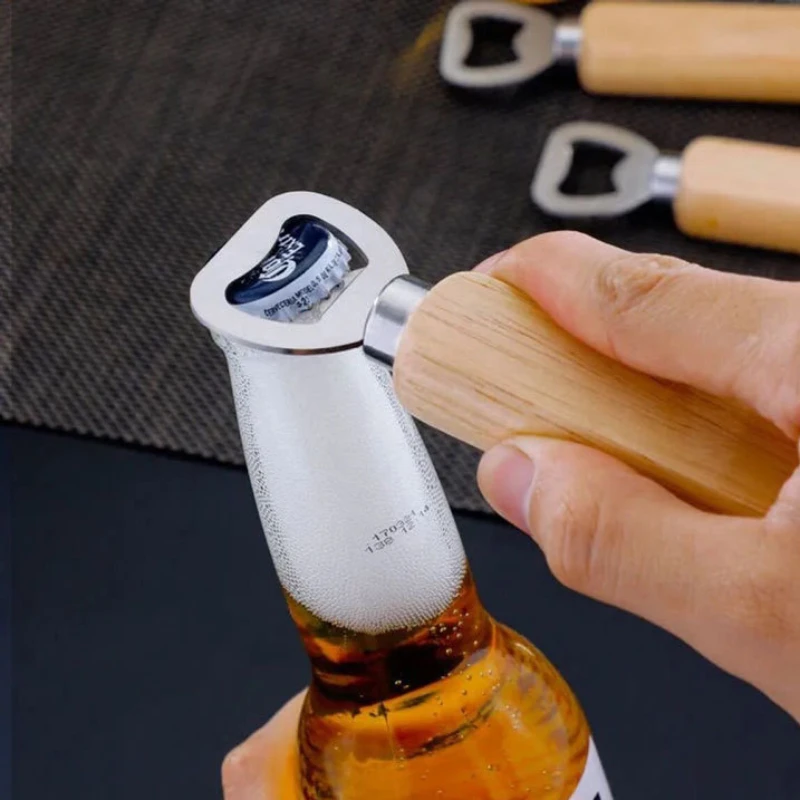 1-20PCS Wooden Handle Beer Bottle OpenerWooden Beer Bottle OpenerSolid Wood Beer Bottle OpenerStainless Steel Beer Bottle Opener