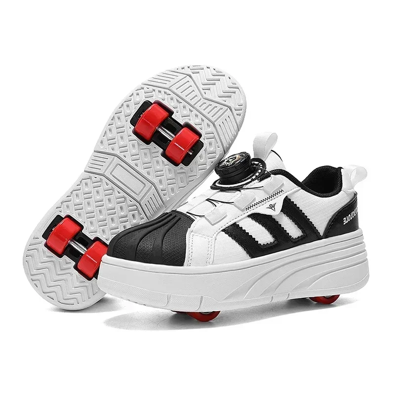 Children's Four-wheel Casual Sports Shoes Without Lights for Boys and Girls Fashionable and Trendy Multi-functional Sports Shoes