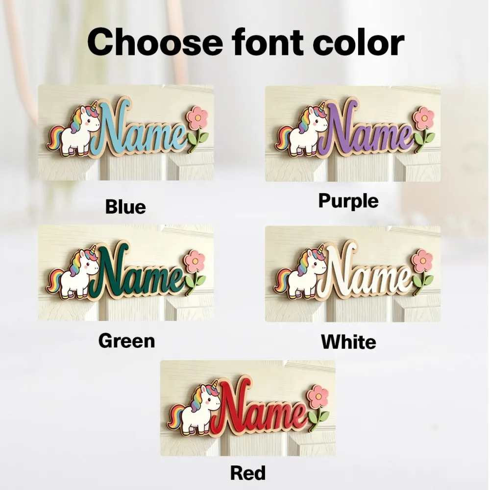 1PC Personalized Wooden Name Sign Custom Double Layer Door Plaque Poplar Plywood Kids Nursery Bedroom Wall Decor Birthday Gift