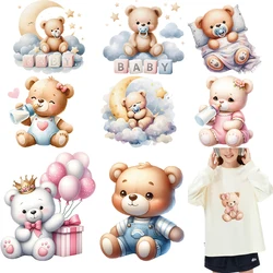 Cute Plush Baby Bear Iron Patch Heat Transfer Printing On children Clothes dtf transfers ready to press Heat transfer stickers