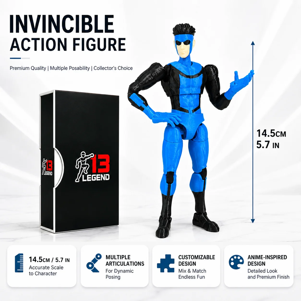 Legend13 3D Printed Invincible Black Knee Mark Action Figure T13
