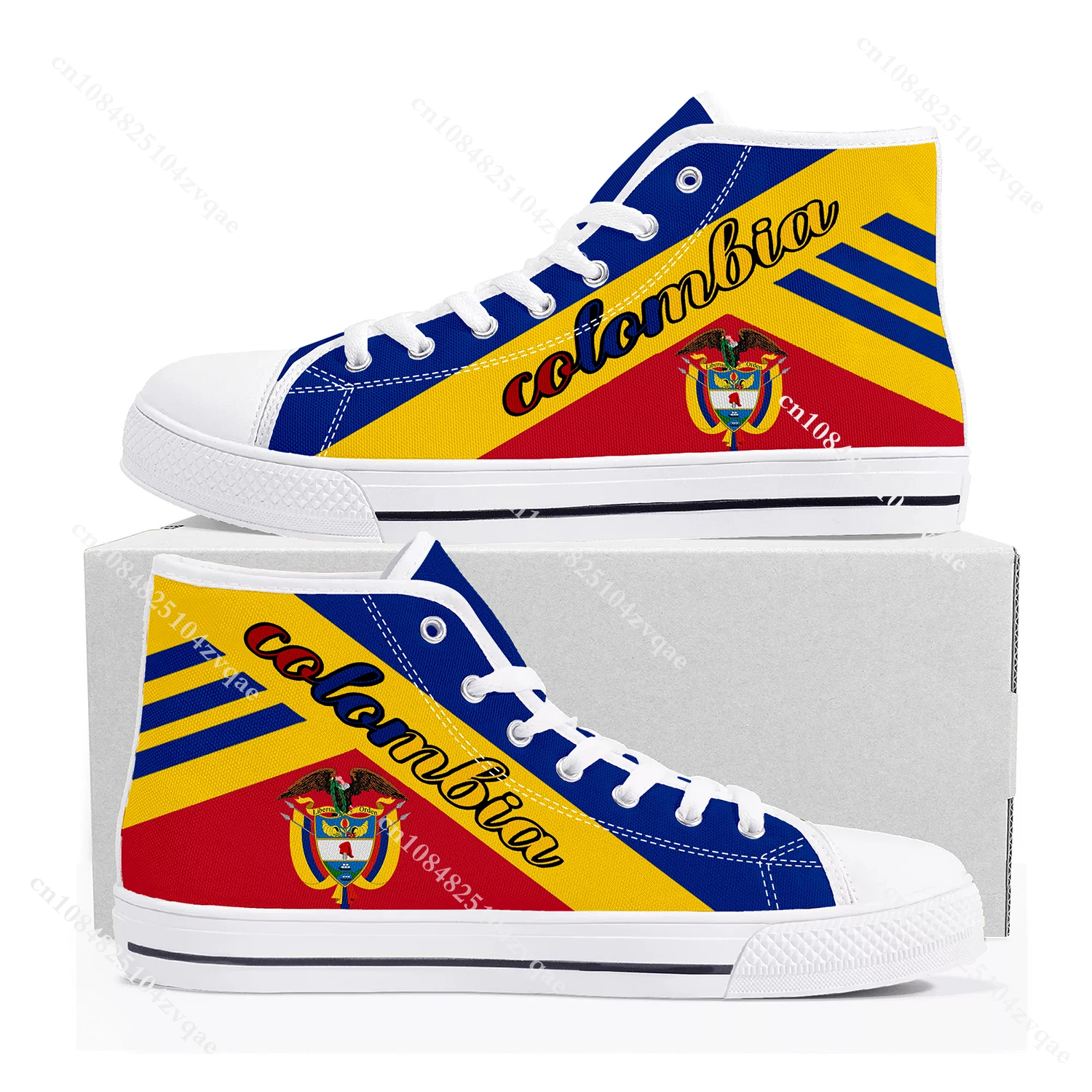 Colombia Flag Bogota High Top High Quality Sneakers Mens Womens Teenager Canvas Sneaker Casual Couple Shoes Custom Made Shoe