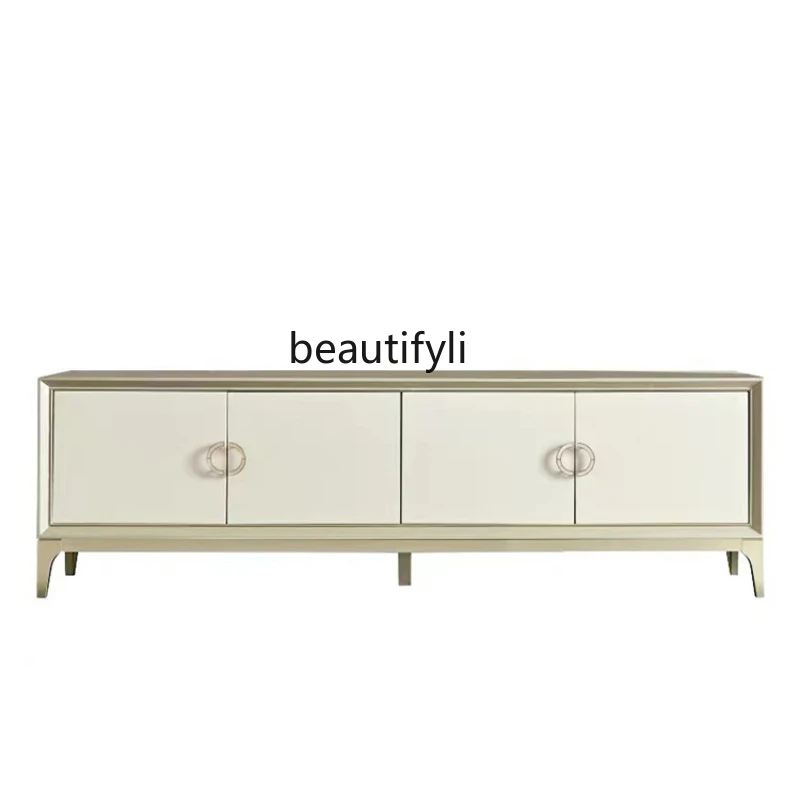 

American Light Luxury TV Cabinet and Tea Table Combination Living Room Floor Cabinet Italian Paint Audiovisual Cabinet