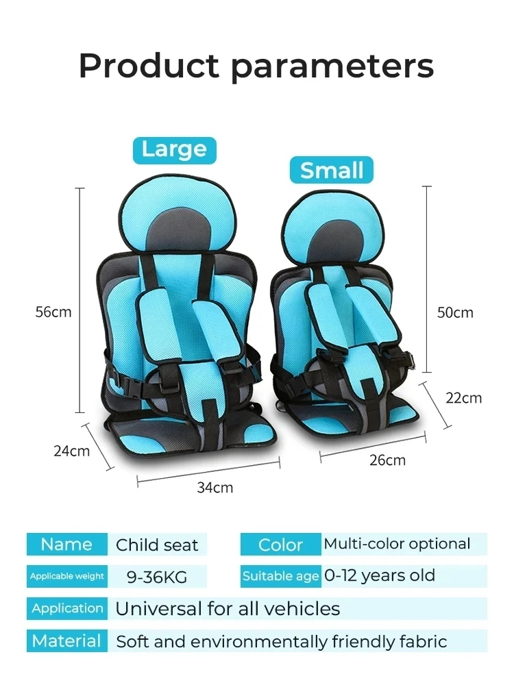 Child Safety Seat Mat for 6 Months To 12 Years Old Breathable Chairs Mats Baby Car Seat Cushion Adjustable Stroller Seat Pad