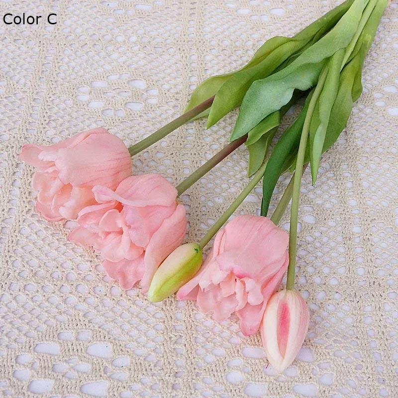 Large Unique Real touch sillicone baroque tulips Luxury artificial flowers wedding decoration Home Decor flores artificiales