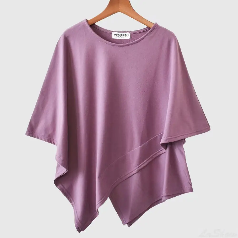 Sommer Damen Cross Irregular Top Lässiges Basic-Shirt Damen Schlankmachendes Kurzarm-T-Shirt Locker Sitzendes Street Dance Sport-Top für Frauen – Detail 8