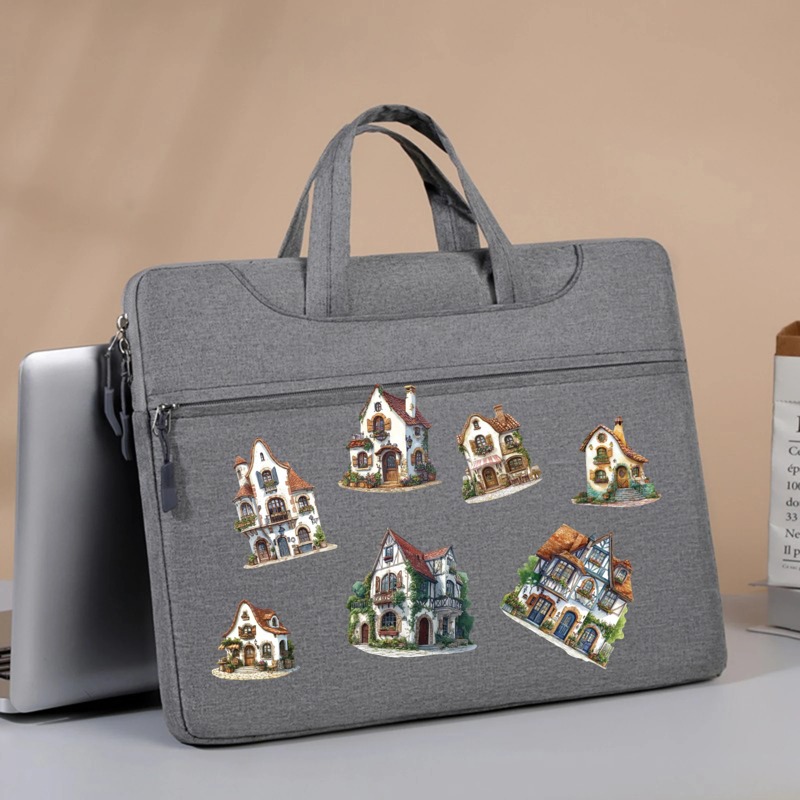 15 個ヨーロッパ小さな家建物レトロ PET ステッカーラップトップ荷物 Diy 装飾家の装飾おもちゃ文具ステッカー