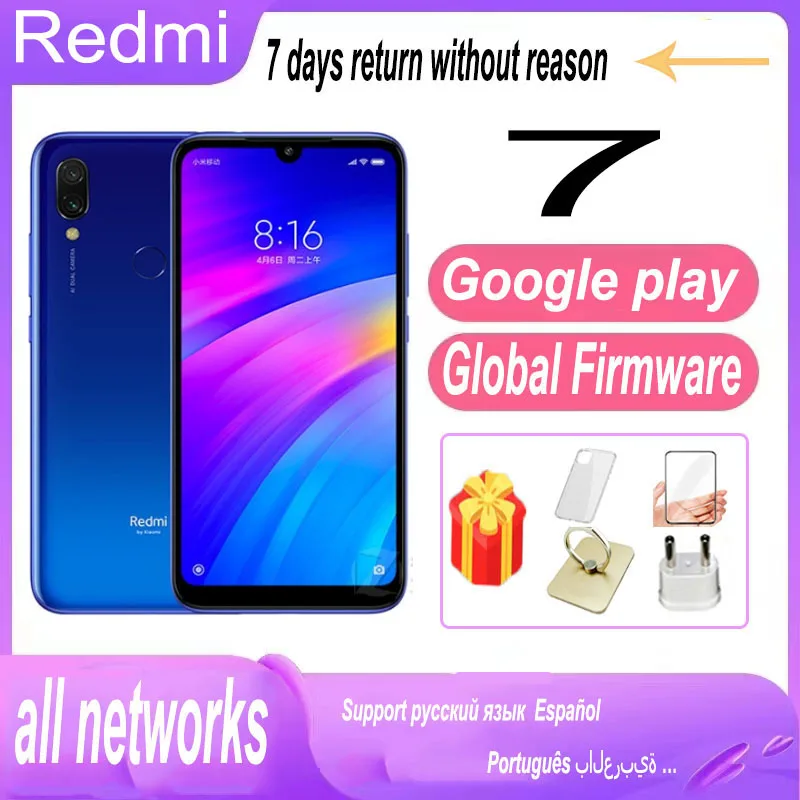 smartphone xiaomi redmi global rom 64gb google play 626 android 4000mah impressao digital qualcomm snapdragon 632 telefone usado 01