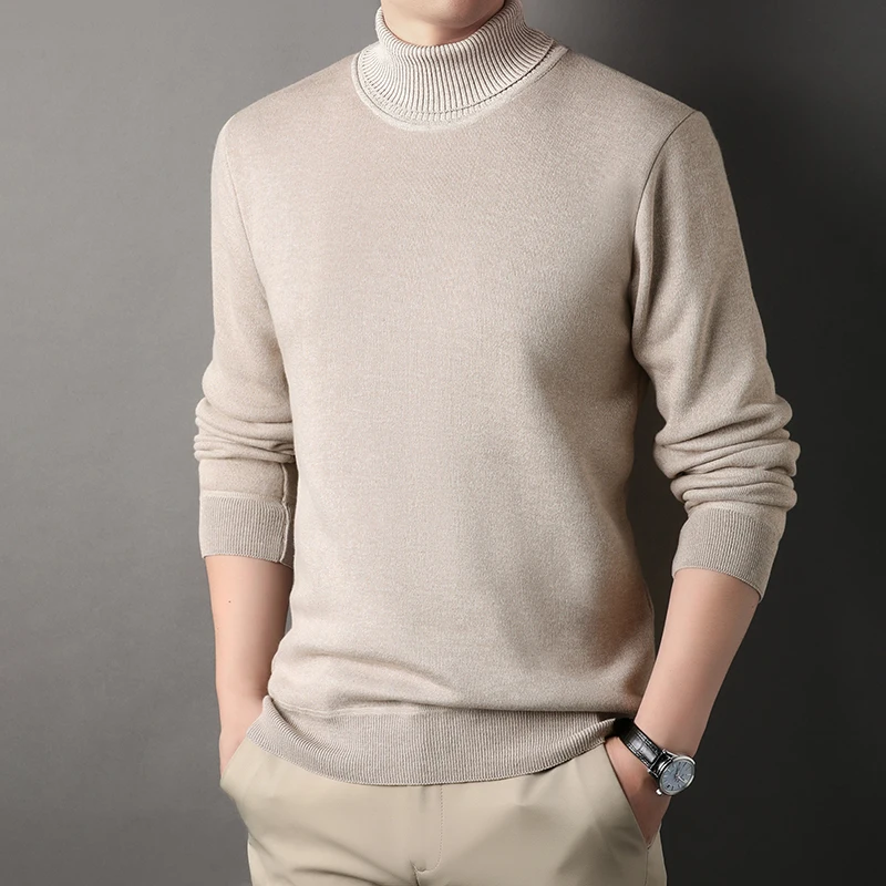 Maglione a collo alto, felpa monopezzo in pile da uomo alla moda e fresca, ispessita e in pile, calda in autunno e inverno, lana