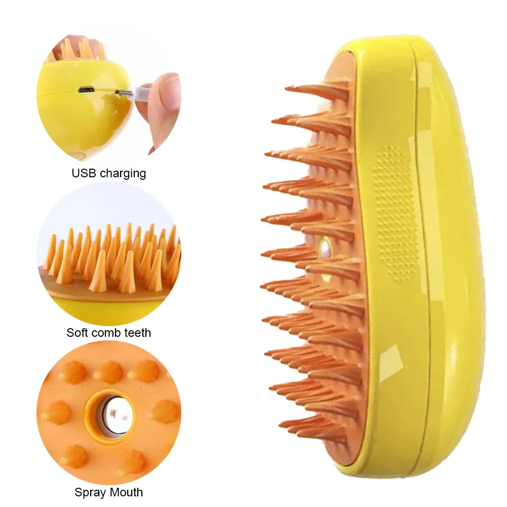 3in1 Electric Spray Cat Hair Brush Steamy Dog Brush Cat Steam Brush USB Charging for Massage Pet Grooming Comb Hair Removal Comb