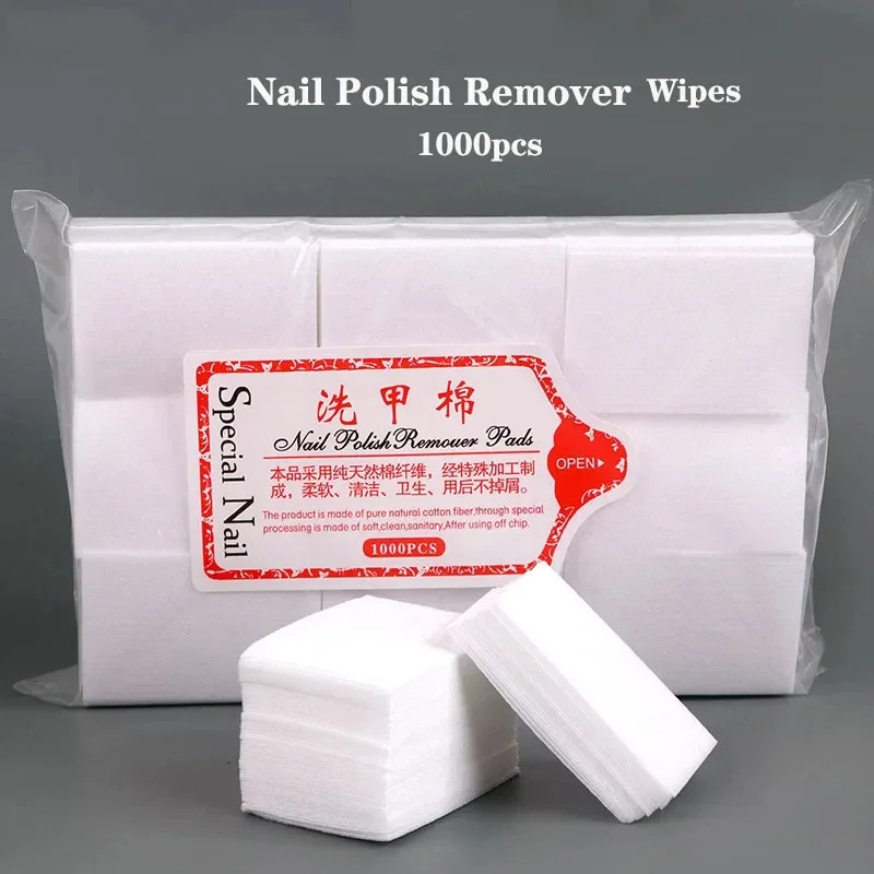 

1000pcs Nail Polish Remover Wipes Lint-free Nail Cleaning Pads UV Gel Polish Remover Napkin Non Woven Cotton Pads Manicure Tools