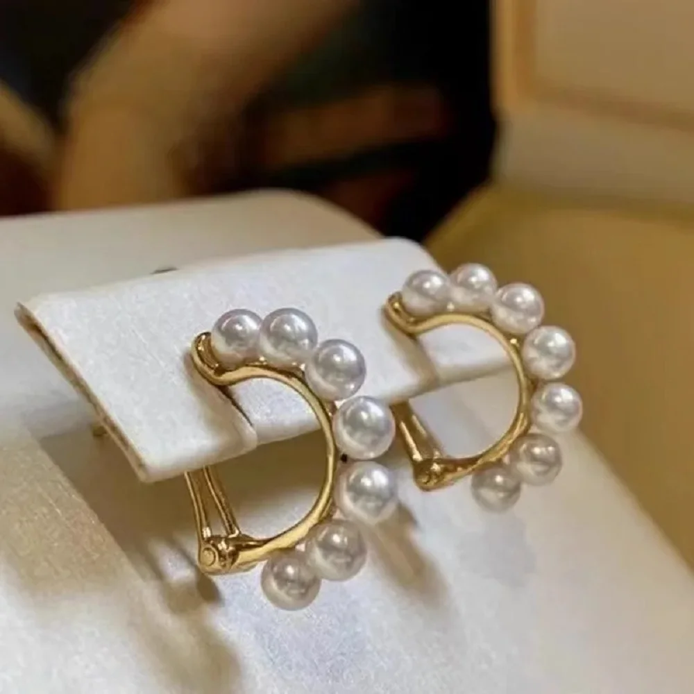 

Gorgeous AAAAA 3-4mm Natural South Sea White Round Pearl Earrings 925s