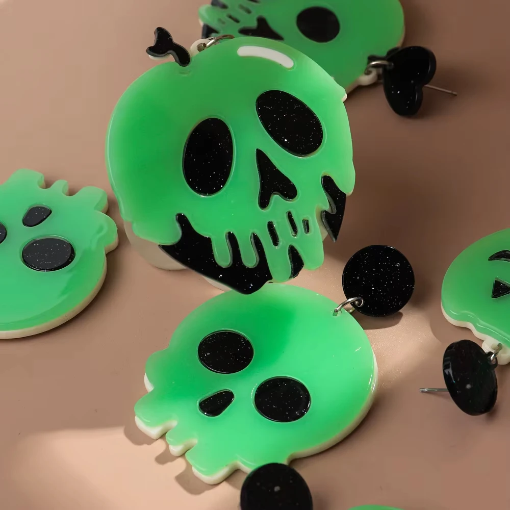 Halloween Glow in The Dark Ghost Pumpkin Acrylic Earrings for Women New Gothic Luminous Skull Drop Earring Party Jewelry Gifts