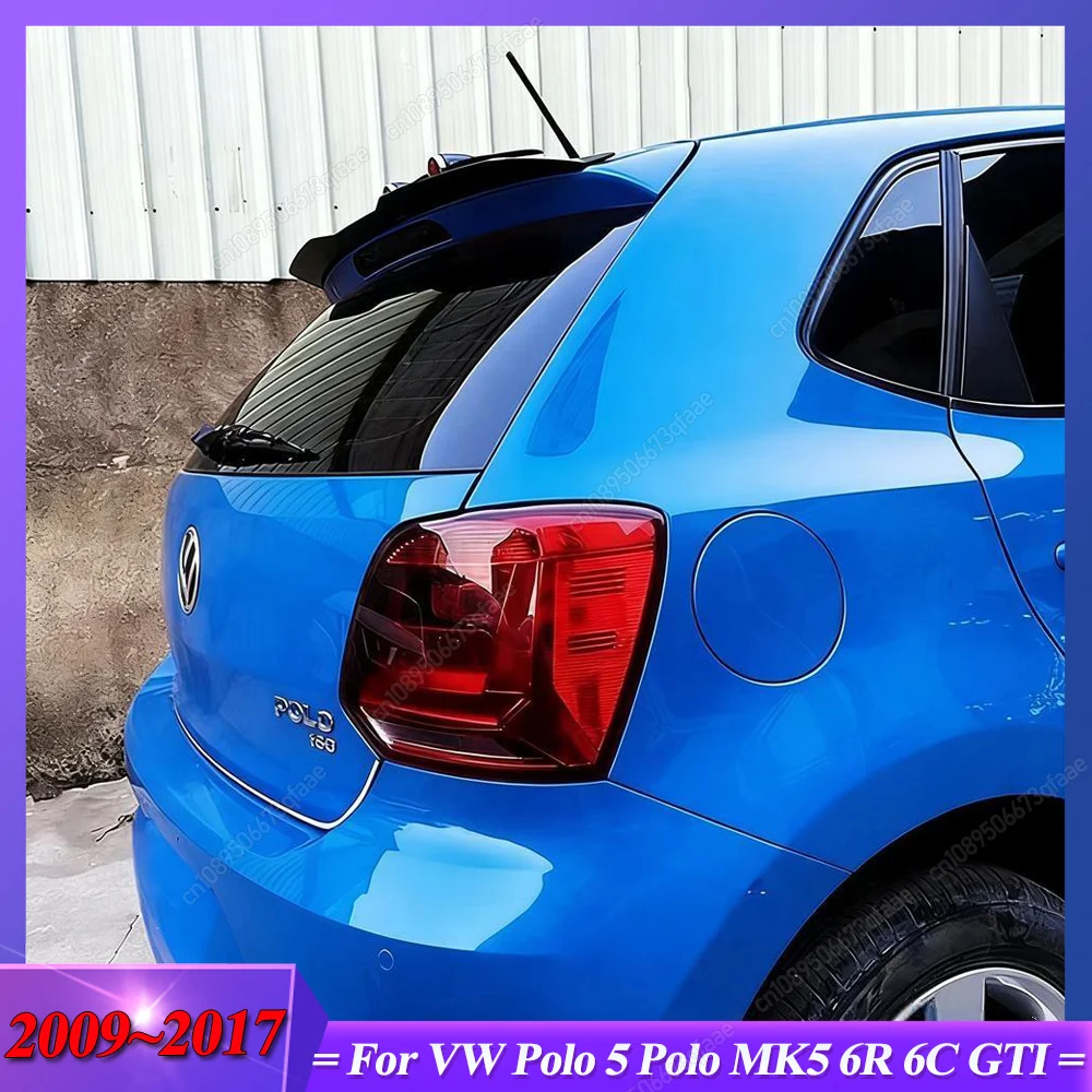 

Для VW Polo 5 Polo MK5 6R 6C GTI 2009-2017 Автомобильный задний спойлер на крышу, спойлеры на заднее окно, ABS, глянцевый черный обвес, тюнинг