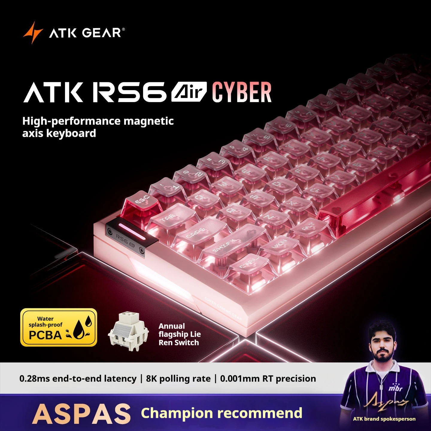 NEW ATK RS6 Air Cyber Magnetic Switch Mechanical Keyboard Wired Gasket 8KHz RGB Gaming Keyboard Customized PC Accessories Gifts