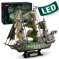 CubicFun 3D Puzzles Ship from PL/US/RU LED Flying Dutchman Pirate Ship Model Queen Anne Revenge Sailboat Titanic Ship Jigsaw