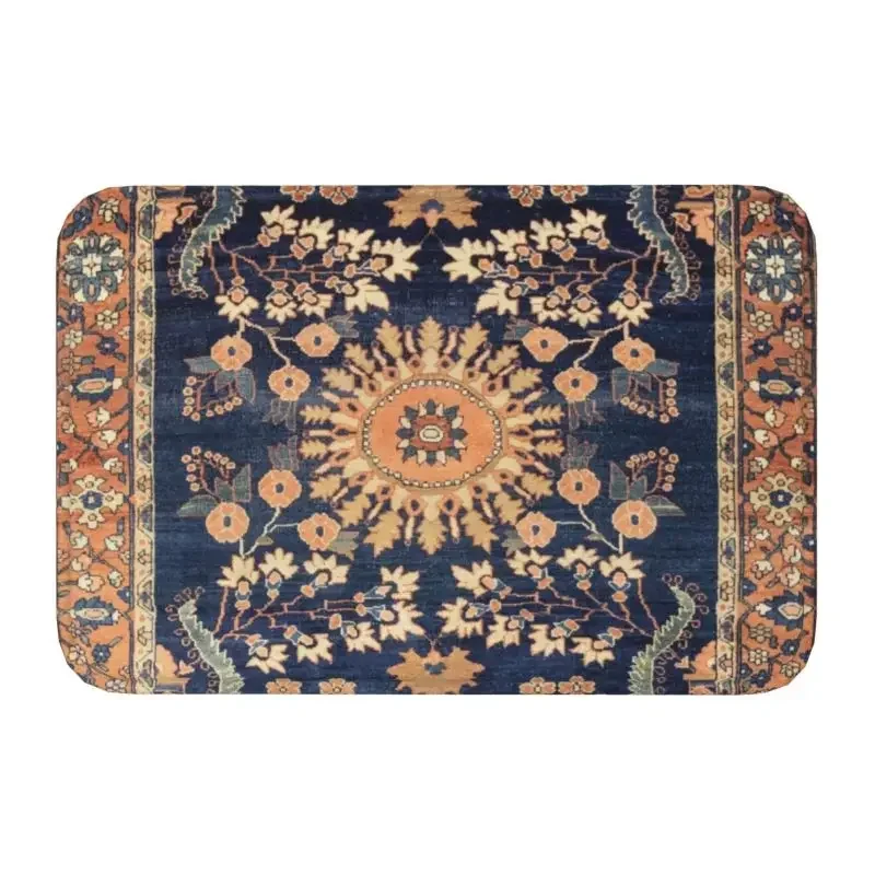 Boho Sarouk Persian Floral Rug Front Door Mat Anti-Slip Outdoor Floral Vintage Ethnic Doormat Kitchen Balcony Entrance Carpet