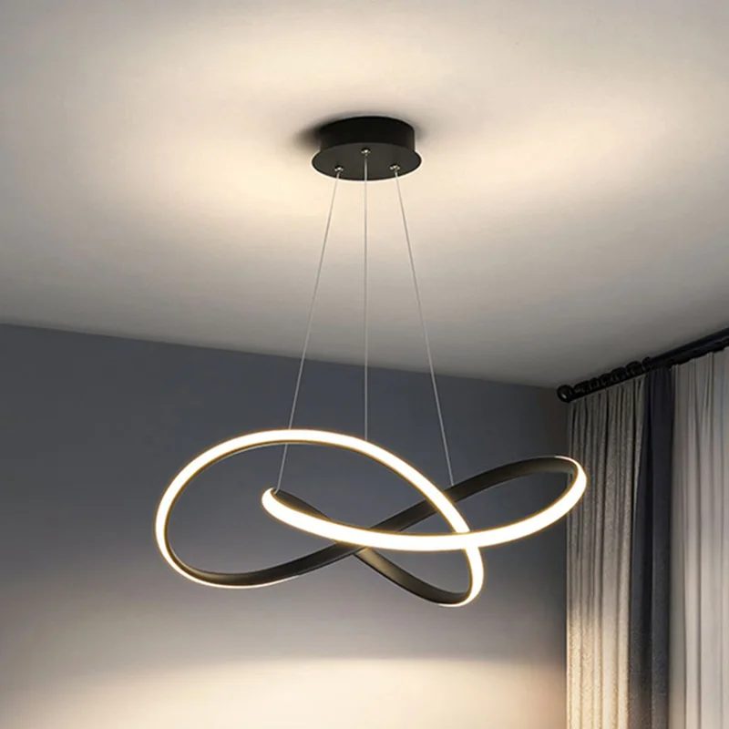 

Dining Room Chandelier Modern Nordic Minimalist Shaped Lines Living Room Bedroom Pendant Lighting Office Led Hanging Lamp