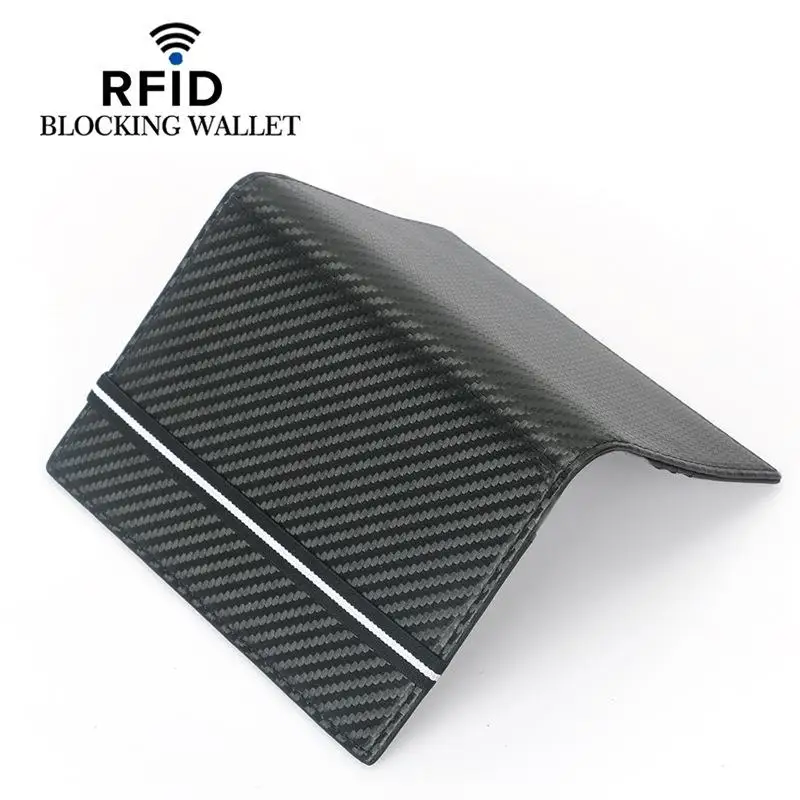 Microfiber Carbon Fiber Passport Holder with Rfid Elastic Band Rfid Passport Cover with Rfid Protection Wallet ID Bag