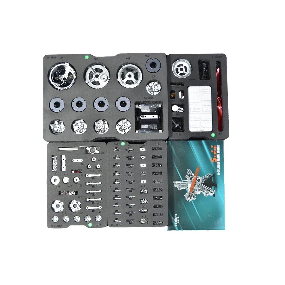 TECHING 5 실린더 방사형 엔진 전기 조립 모델 키트 데스크탑 장식 장식품 성인 어린이 장난감 선물