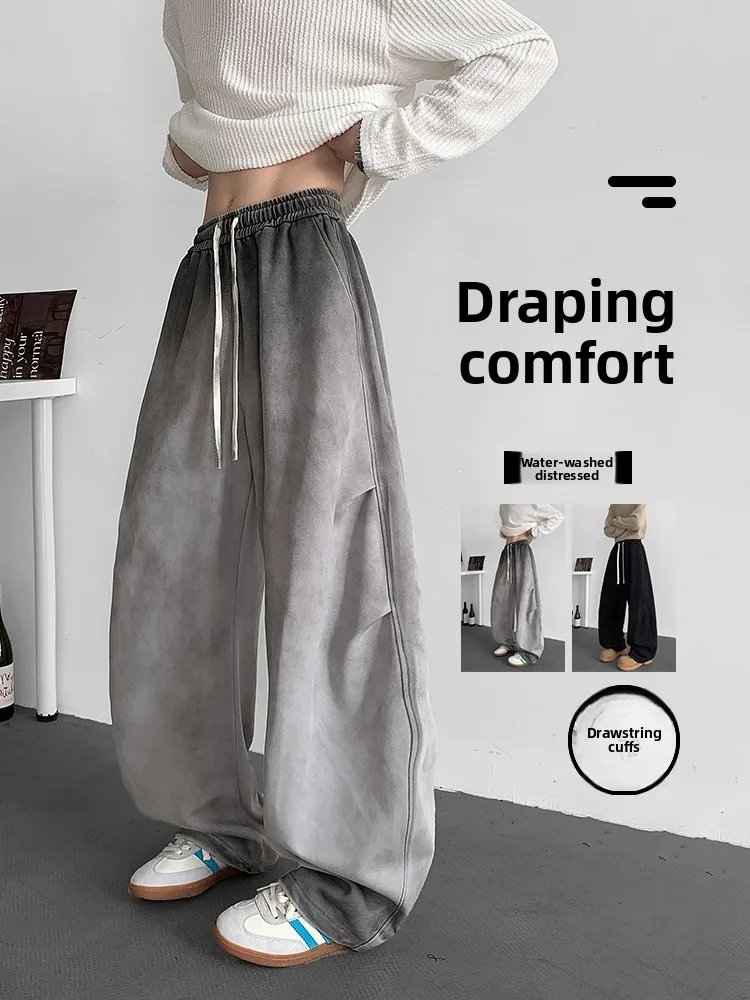 

Удлиненные повседневные брюки в американском стиле ретро с принтом тай-дай, мужские весенне-летние модные свободные прямые широкие спортивные спортивные штаны