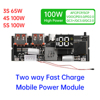 65/100W Power Bank 2-way Super Fast Charging for VC Flash Charging Mobile Power Module Board DIY Motherboard 3/4/5S