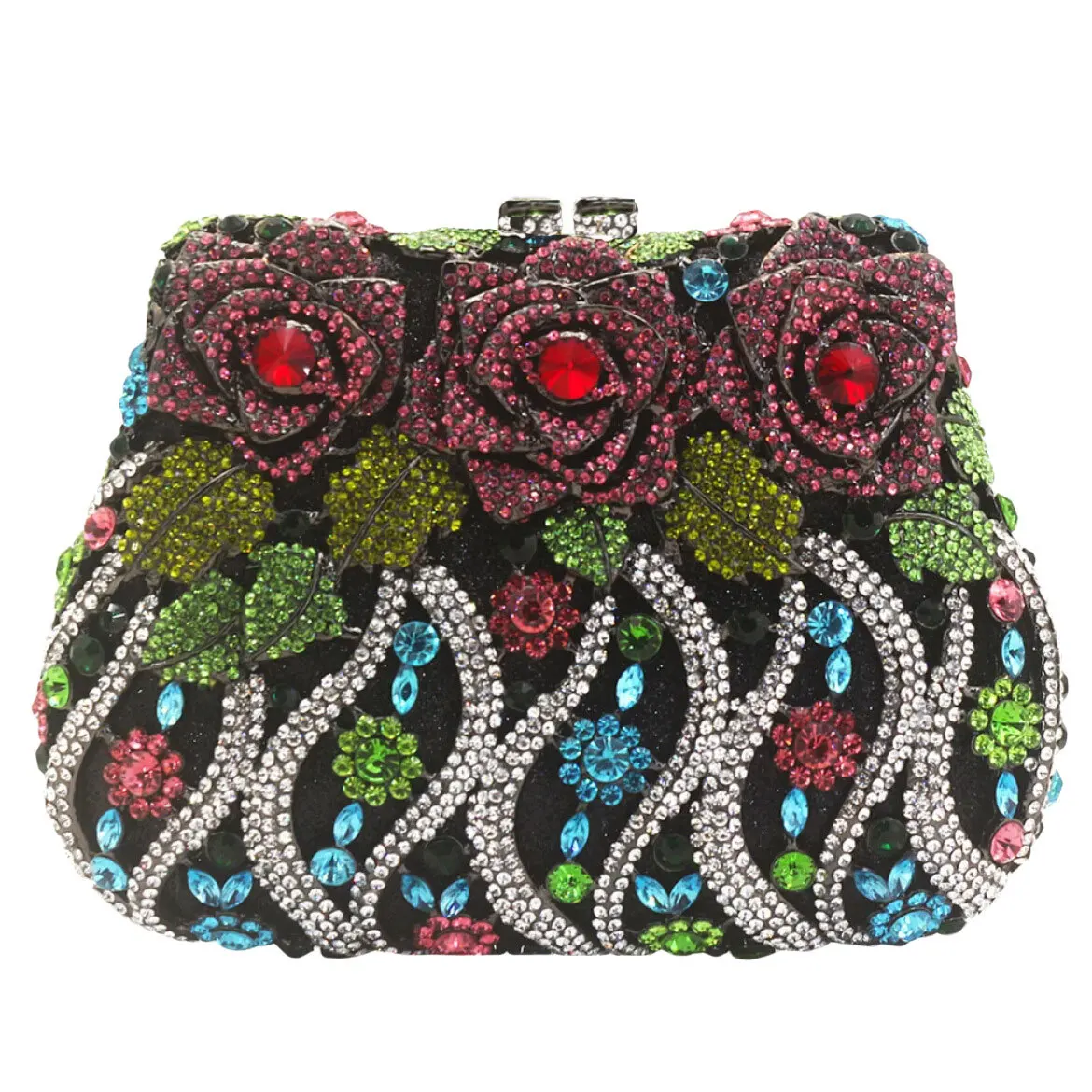 

New Hollow Rose Diamond Dinner Bag Banquet Diamond Handle Fashion Women's Bag Crystal Clutch Bolsos De Lujo Mujer Marcas Famosas