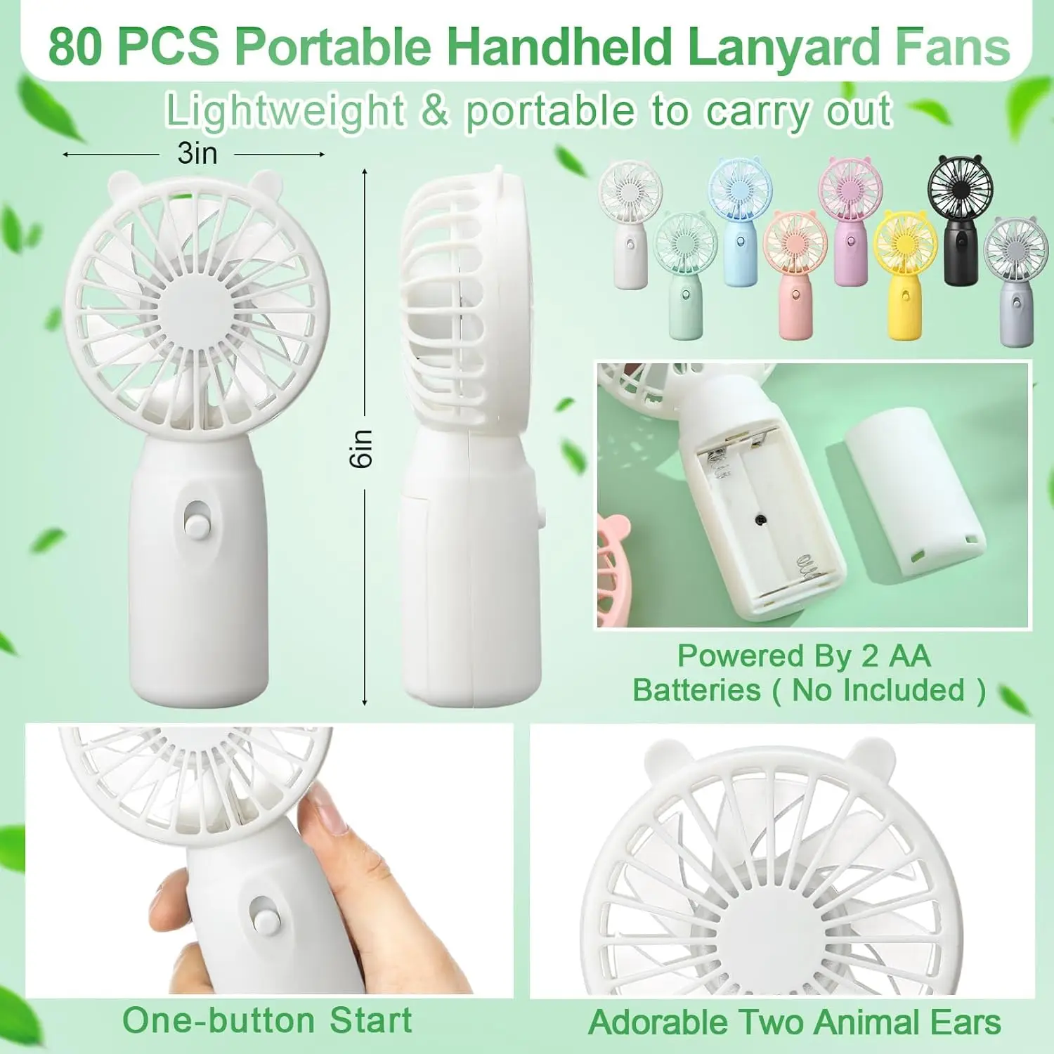 

80- шт. мини-портативные вентиляторы, объемный ручной вентилятор на батарейках со шнурком для макияжа ресниц, охлаждающие легкие карманные вентиляторы