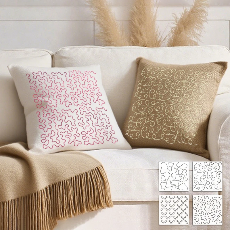 4pcs Sashiko Embroidery Template for DIY Projects